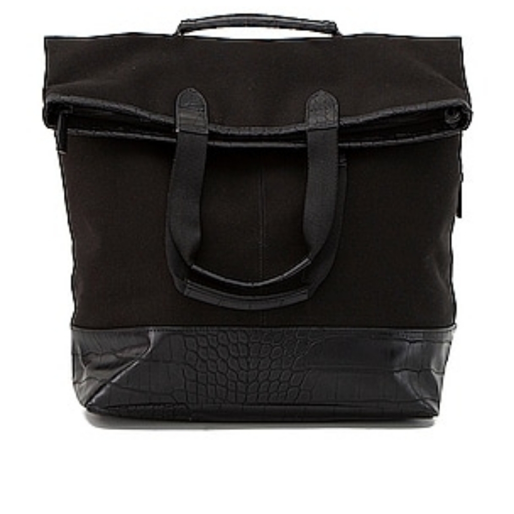 Beis Black Modern Backpack with Textured Design